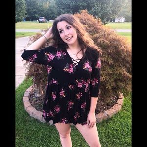Terra & Sky Black Floral Shirt/Dress💜